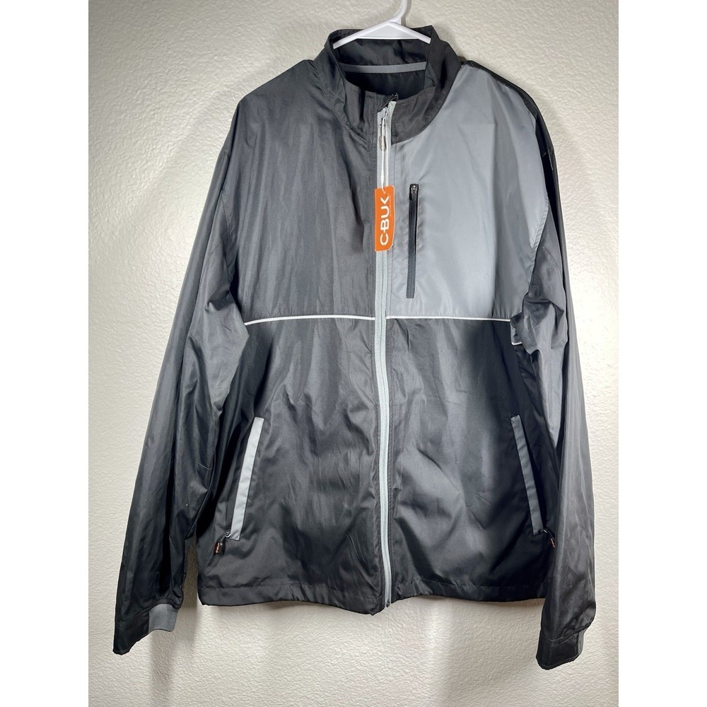 C-BUK  New Black & Gray Sz XL Full Zip Jacket Men's  $125 Rain gear Lightweight